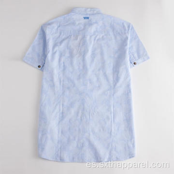 Camisa de algodón de manga corta con estampado antiestático para hombres